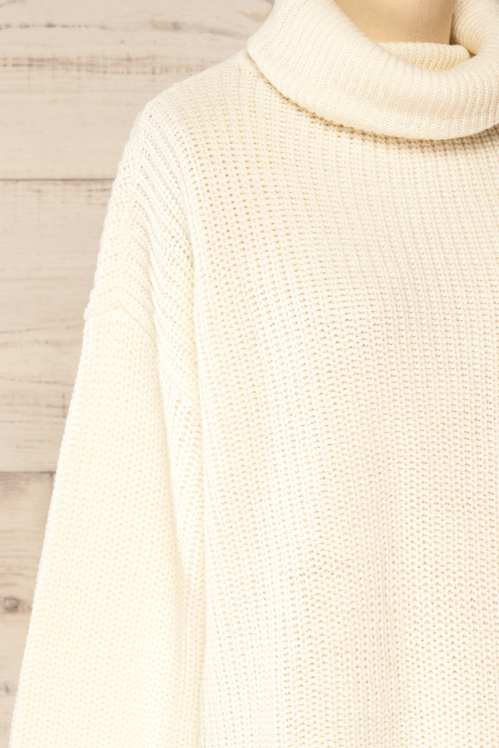 Rennes Cream Knit Turtleneck Sweater | La petite garçonne side close-up