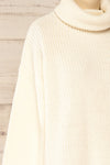 Rennes Cream Knit Turtleneck Sweater | La petite garçonne side close-up
