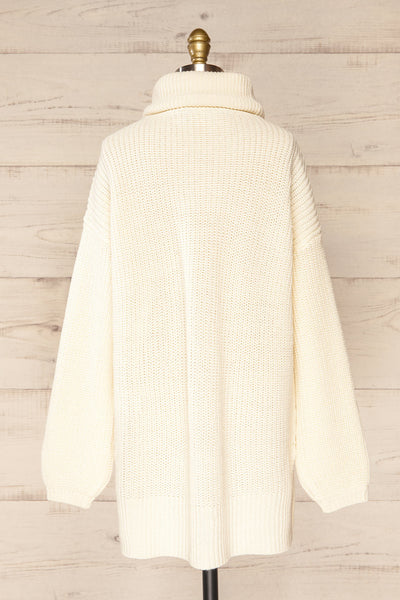 Rennes Cream Knit Turtleneck Sweater | La petite garçonne back view