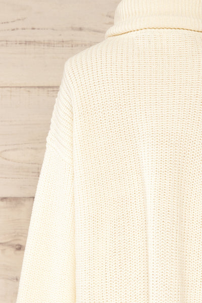 Rennes Cream Knit Turtleneck Sweater | La petite garçonne back close-up