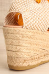 Reticulum Peep Toe Sandal Wedges w/ Ribbon | La petite garçonne back close-up