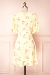 Reuta Short Yellow Floral Open Back Short Dress | Boutique 1861back view