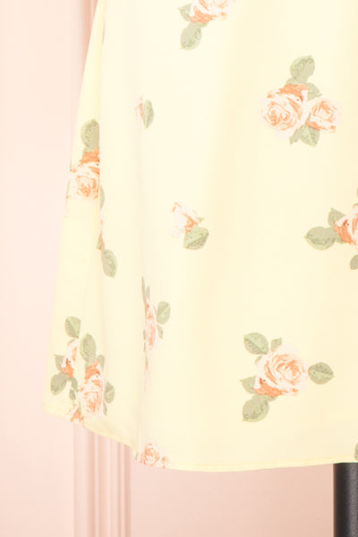 Reuta Short Yellow Floral Open Back Short Dress | Boutique 1861 skirt