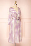 Rhea Long Sleeve Plaid Satin Midi Dress | Boutique 1861 side view