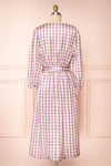 Rhea Long Sleeve Plaid Satin Midi Dress | Boutique 1861 back view