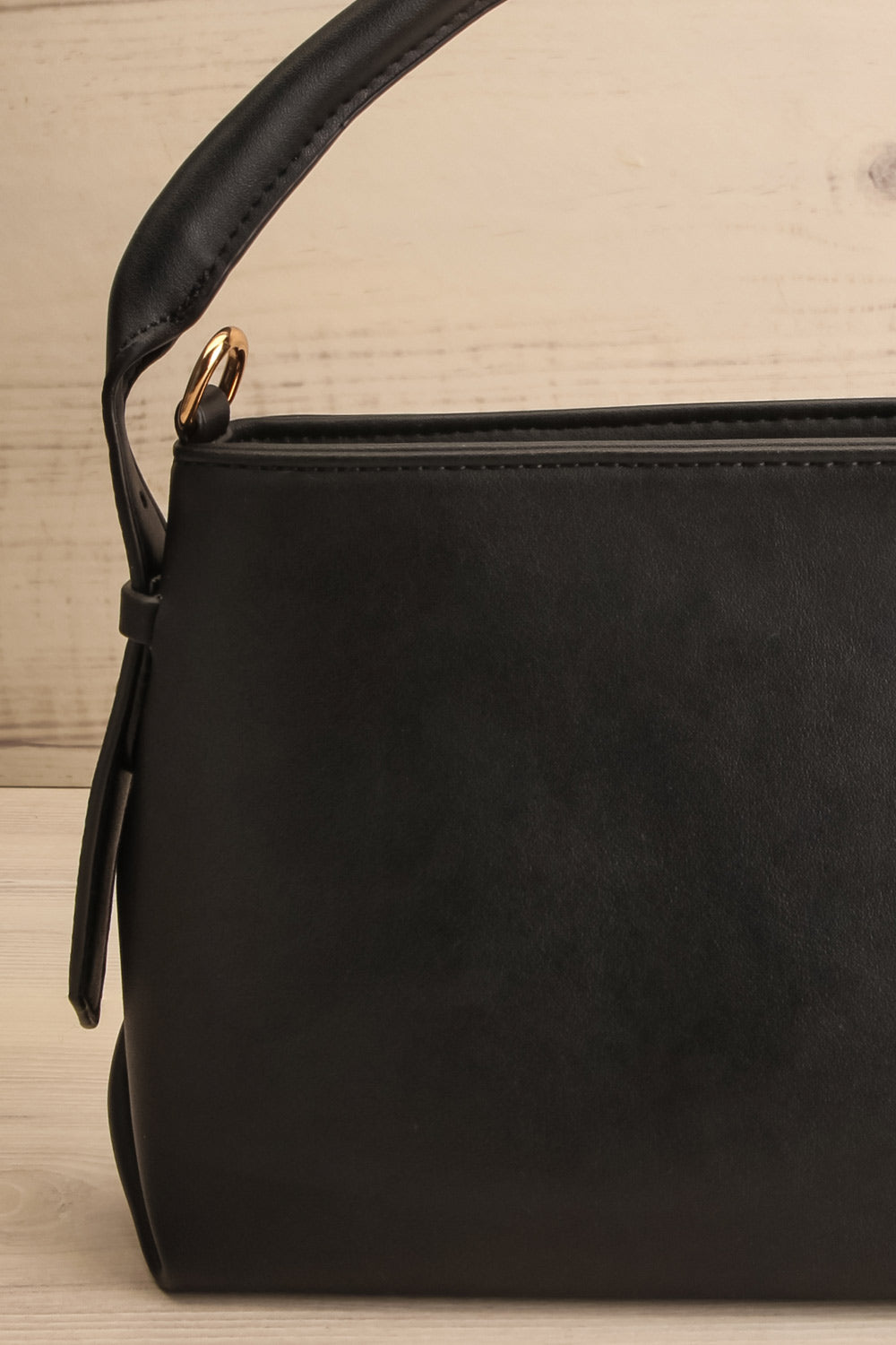 Rhubarbe Black Small Crossbody Handbag | La petite garçonne front close-up