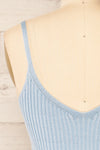 Rhudn Blue Floral Embroidered Crop Cami Top | La petite garçonne back close-up
