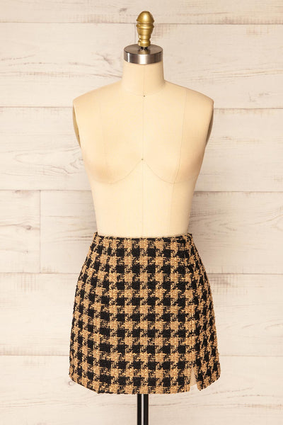 Rhuminer Short Houndstooth Tweed Skirt | La petite garçonne front view