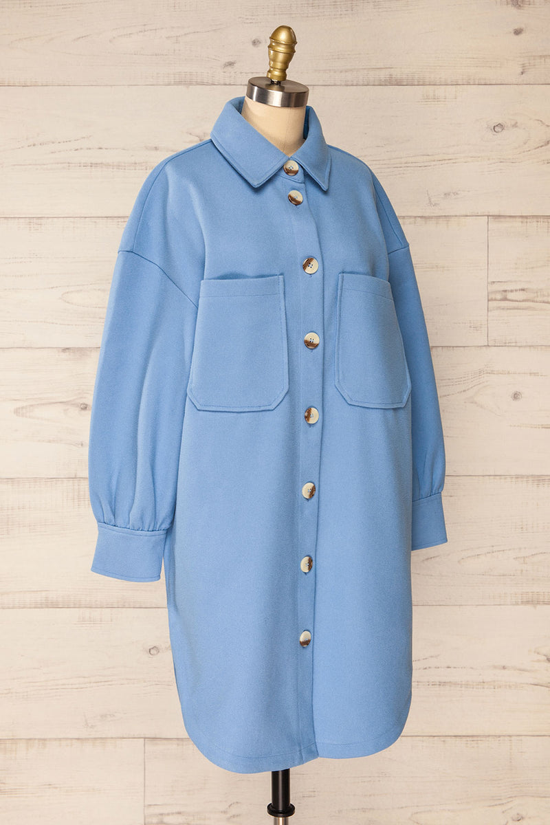 Richmond Oversized Blue Felt Shacket | La petite garçonne