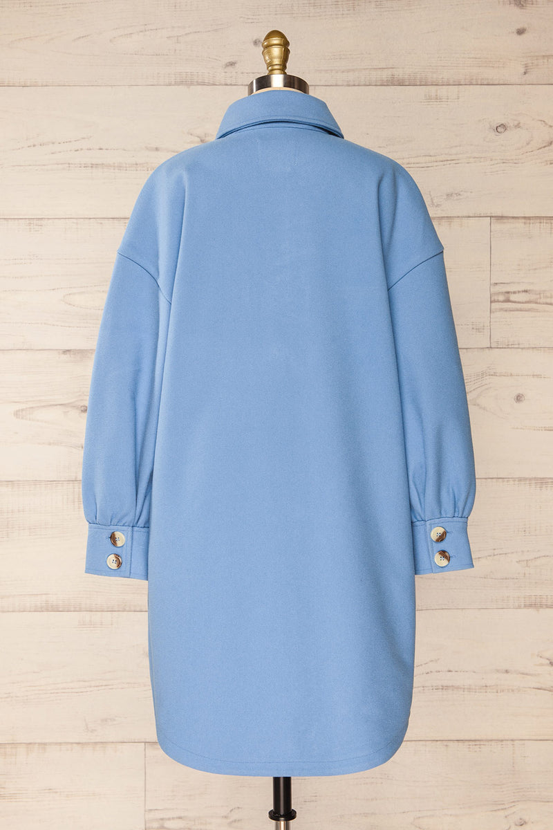 Richmond Oversized Blue Felt Shacket | La petite garçonne