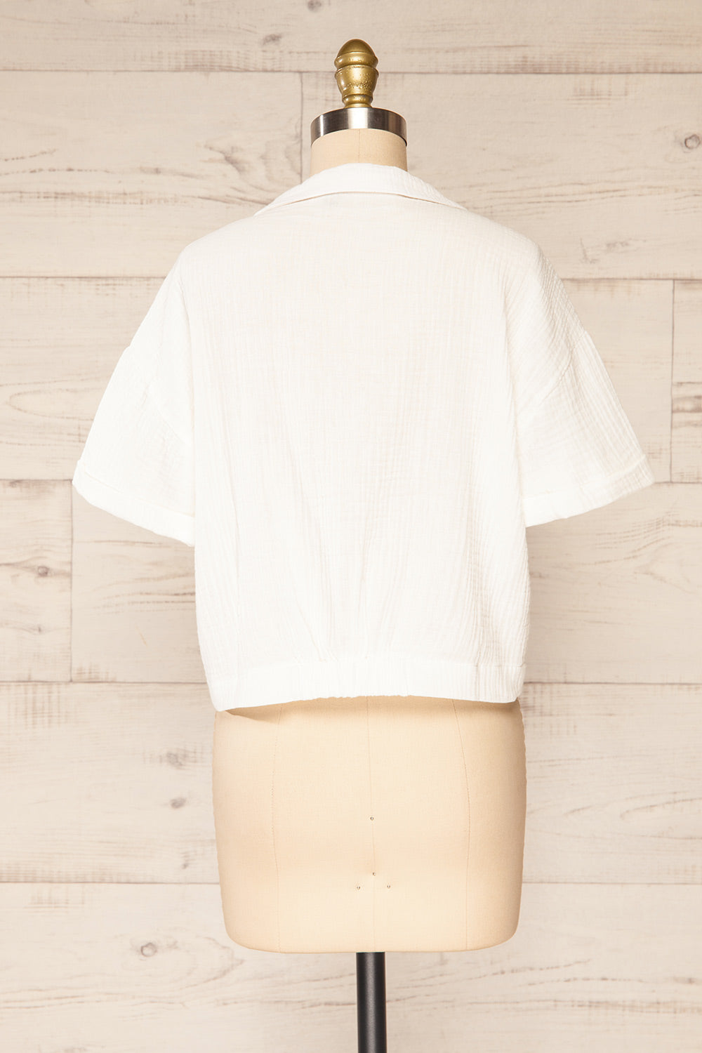 Riga Ivory Cropped Button-Up Blouse | La petite garçonne back view