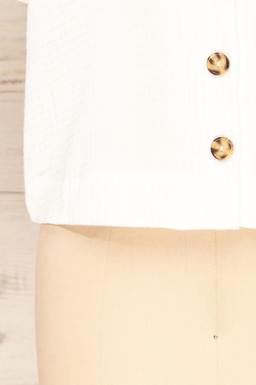 Riga Ivory Cropped Button-Up Blouse | La petite garçonne bottom 