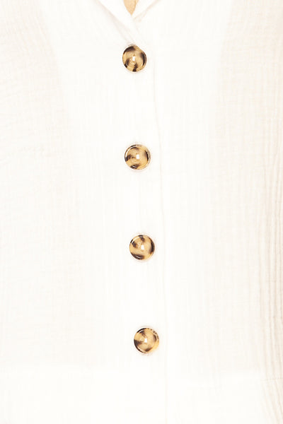 Riga Ivory Cropped Button-Up Blouse | La petite garçonne fabric