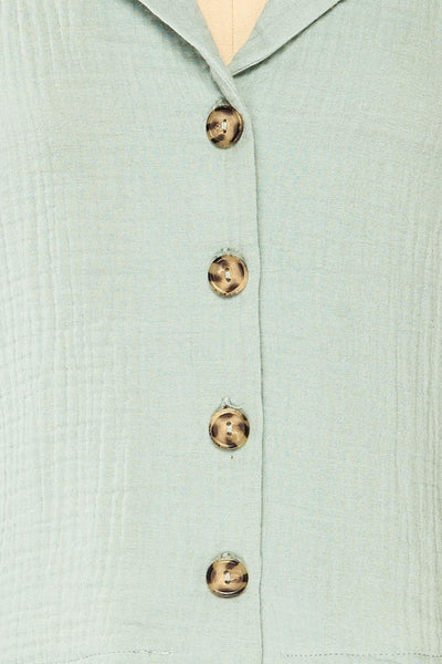 Riga Sage Cropped Button-Up Blouse | La petite garçonne  fabric