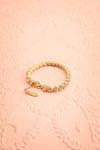 Rime - White zircon bracelet on gold chain braided with cream leather cord 1