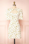 Rimel White Floral Open Back Short Dress | Boutique 1861 front view