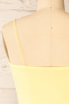 Rimini Yellow Cropped Ribbed Cami | La petite garçon back close-up