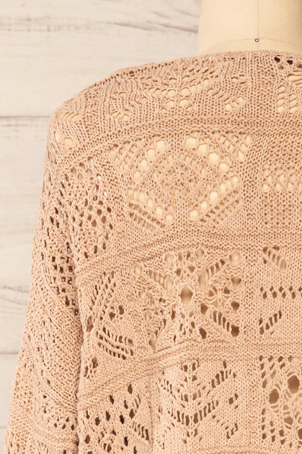 Ripson Beige Cropped Crochet Cardigan | La petite garçonne back close-up