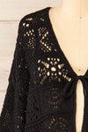 Ripson Black Cropped Crochet Cardigan | La petite garçonne front close-up