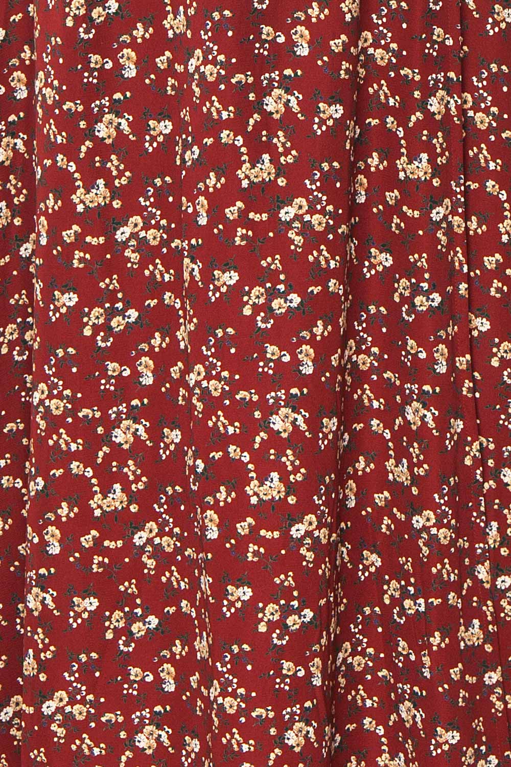Rissa Burgundy Floral Wrap Maxi Dress w/ Short Sleeves | Boutique 1861 fabric 