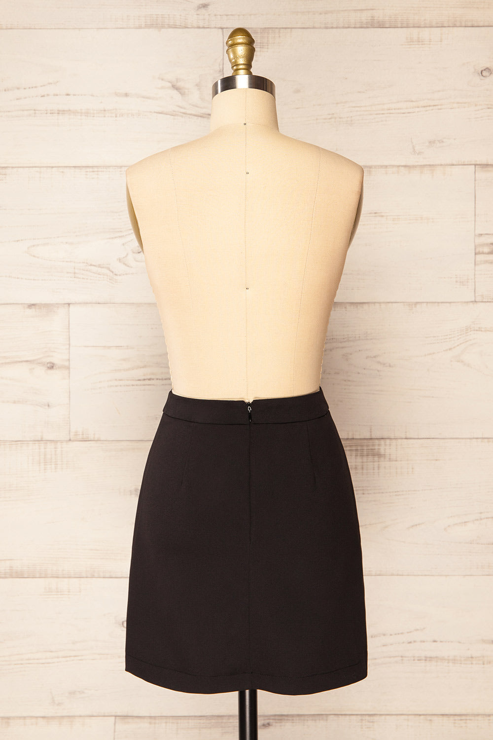 Rivas Black Short Skirt with Slit | La petite garçonne back view