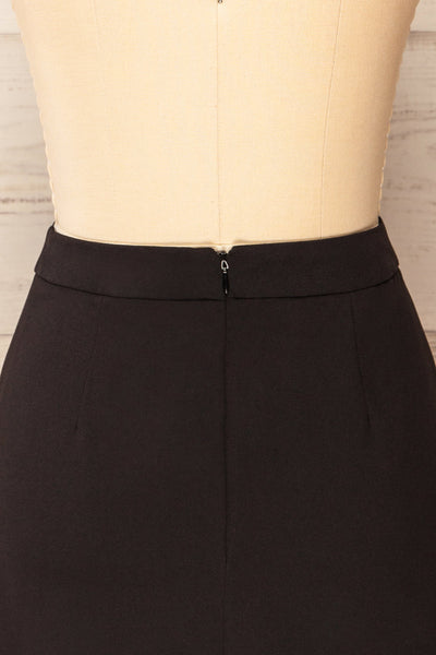 Rivas Black Short Skirt with Slit | La petite garçonne back close-up