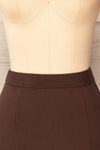 Rivas Brown Short Skirt with Slit | La petite garçonne front close-up