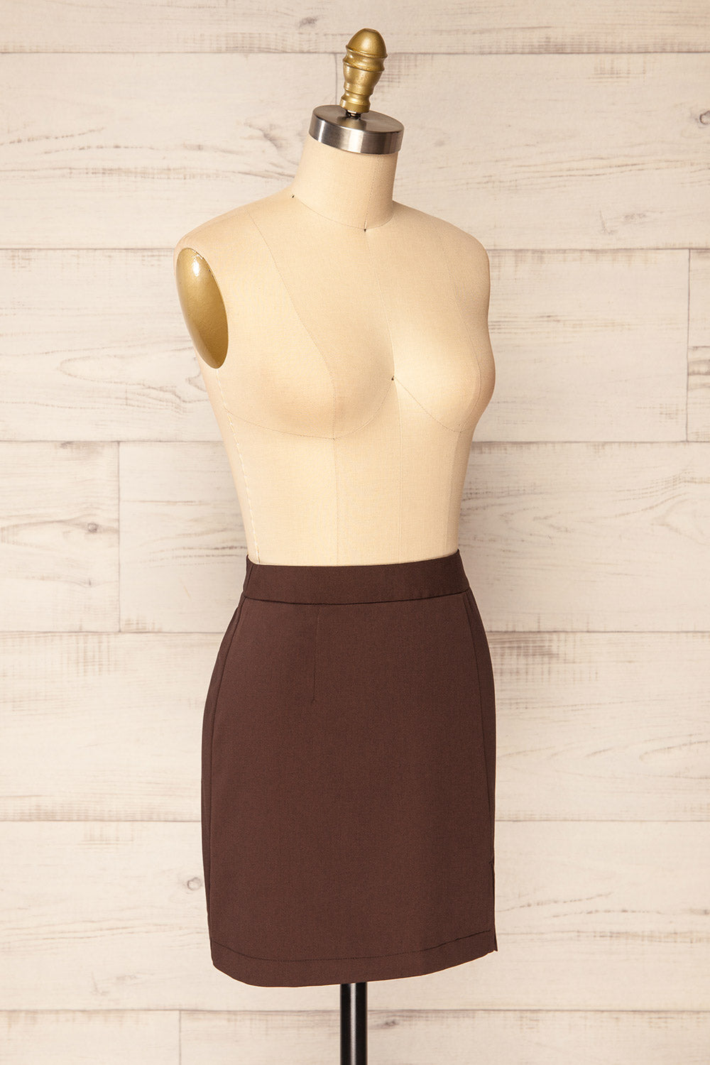 Rivas Brown Short Skirt with Slit | La petite garçonne side view 