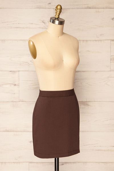 Rivas Brown Short Skirt with Slit | La petite garçonne side view