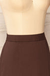 Rivas Brown Short Skirt with Slit | La petite garçonne side close-up