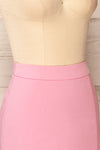 Rivas Pink Short Skirt with Slit | La petite garçonne side close-up