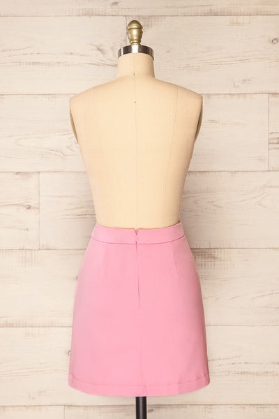 Rivas Pink Short Skirt with Slit | La petite garçonne back view