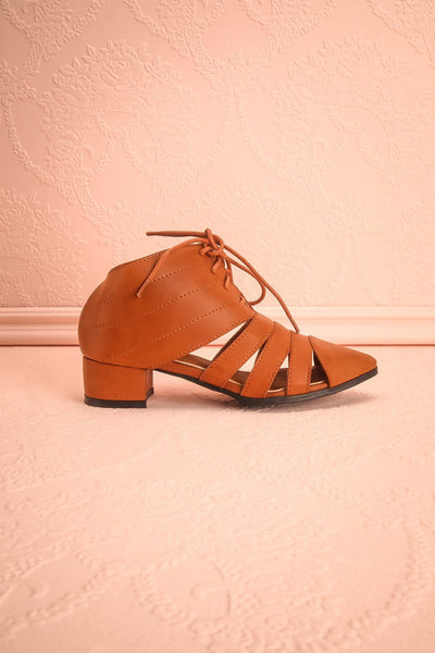 Rivoli Brown Cut-Out Low Heel Ankle Boots | Boutique 1861