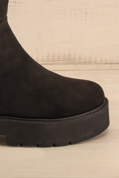 Rockstar Black Knee-High Boots | La petite garçonne side front close-up