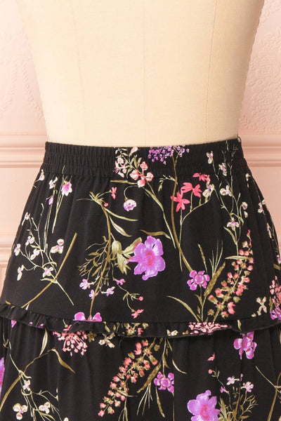 Romana Floral Black Short Skirt | Boutique 1861 back close-up
