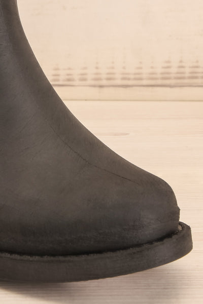 Romina Black Matt & Nat Ankle Rain Boots front close-up | La Petite Garçonne