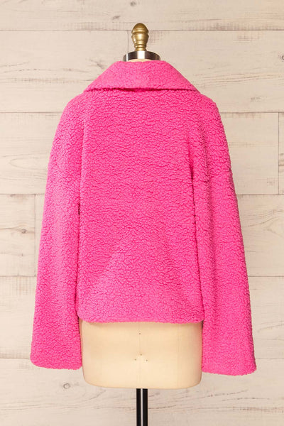 Roquetas Pink Fleece Jacket | La petite garçonne back view