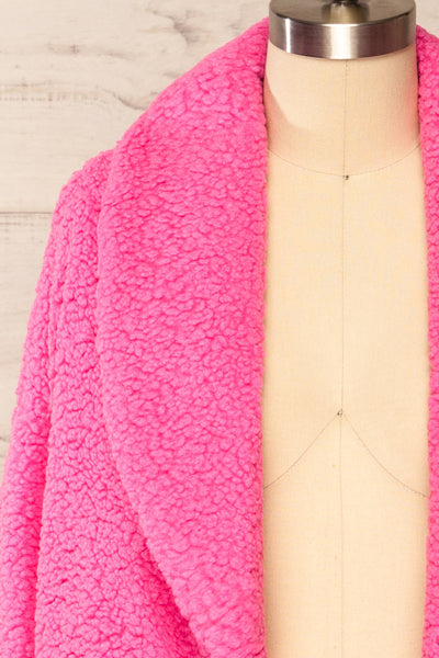 Roquetas Pink Fleece Jacket | La petite garçonne front close-up