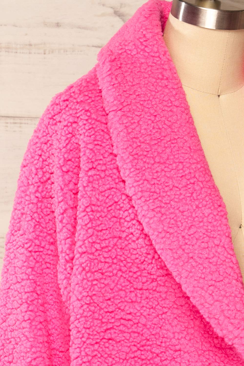 Roquetas Pink Fleece Jacket | La petite garçonne side close-up