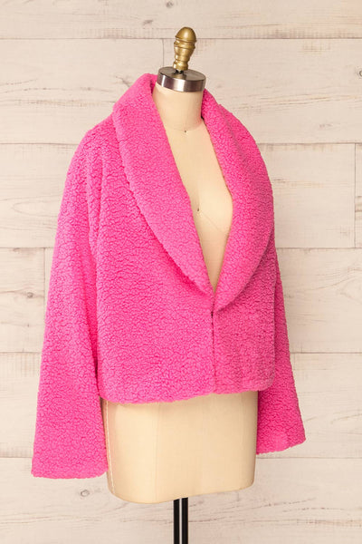 Roquetas Pink Fleece Jacket | La petite garçonne side view