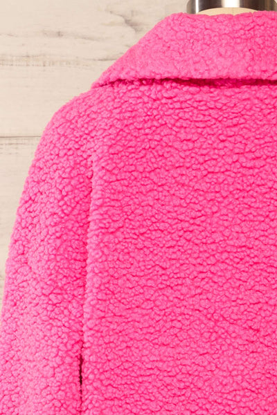 Roquetas Pink Fleece Jacket | La petite garçonne back close-up