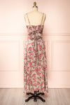 Rosalia Floral Satin Midi Dress w/ Fabric Belt | Boutique 1861 back view