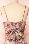 Rosalia Floral Satin Midi Dress w/ Fabric Belt | Boutique 1861 back close-up