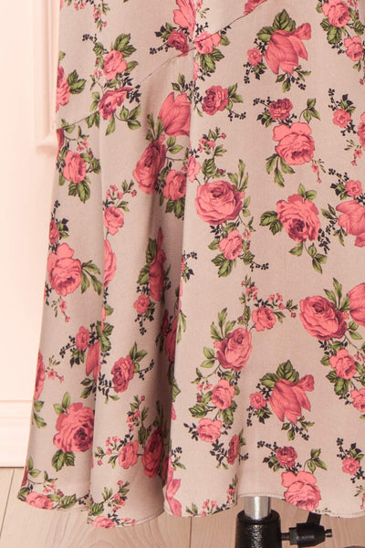 Rosalia Floral Satin Midi Dress w/ Fabric Belt | Boutique 1861 bottom