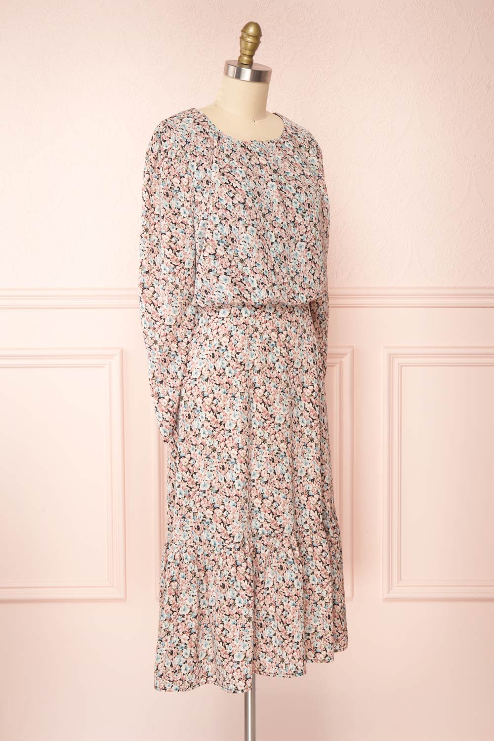 Rosalind Floral Long Sleeve Midi Dress | Boutique 1861 side view