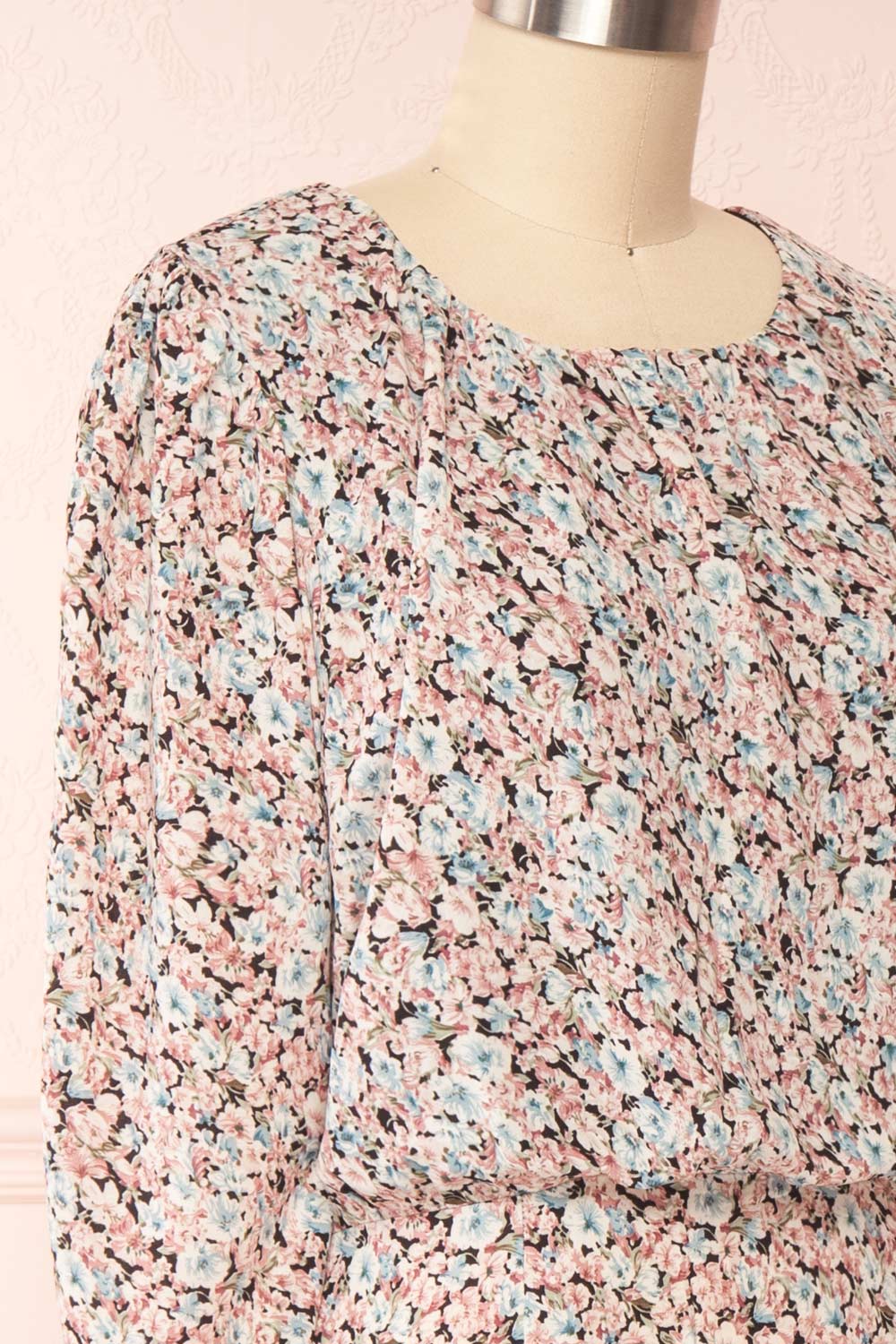 Rosalind Floral Long Sleeve Midi Dress | Boutique 1861 side close up
