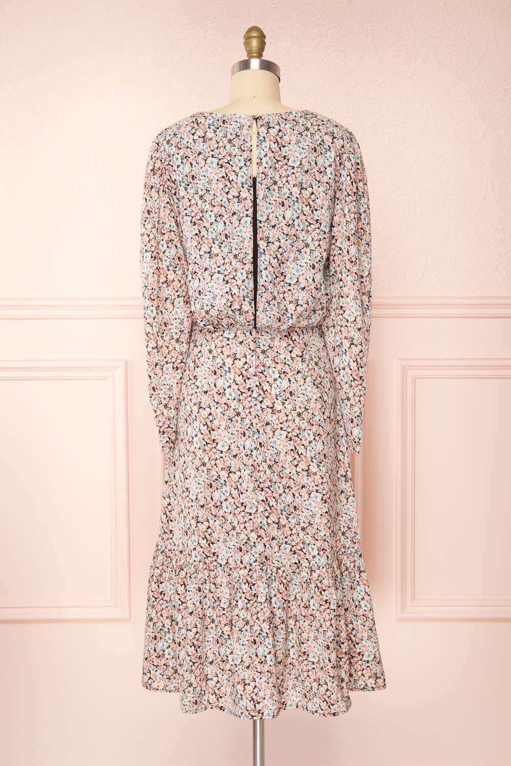 Rosalind Floral Long Sleeve Midi Dress | Boutique 1861 back view