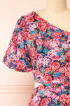 Rosaura Asymmetrical Floral Midi Dress | Boutique 1861 front close-up