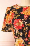 Roselen Midi Floral Dress w/ Slit | Boutique 1861 front close-up