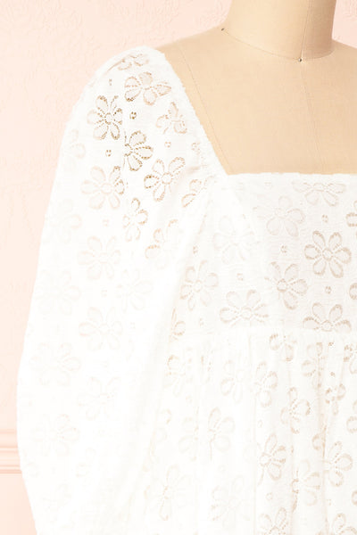 Rosenie White Lace Babydoll Dress | Boutique 1861 side close-up